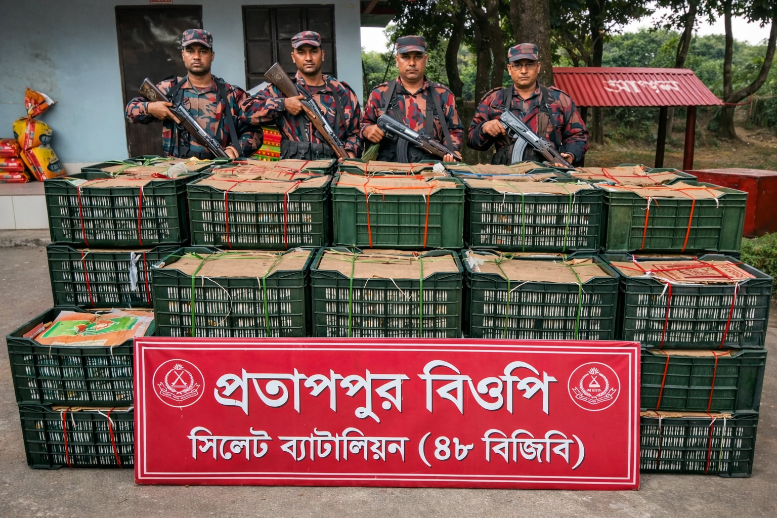 সিলেট সীমান্তে ৪৮ বিজিবির বড় অভিযান, এক কোটি ৩০ লাখ টাকার চোরাচালানী পণ্য জব্দ