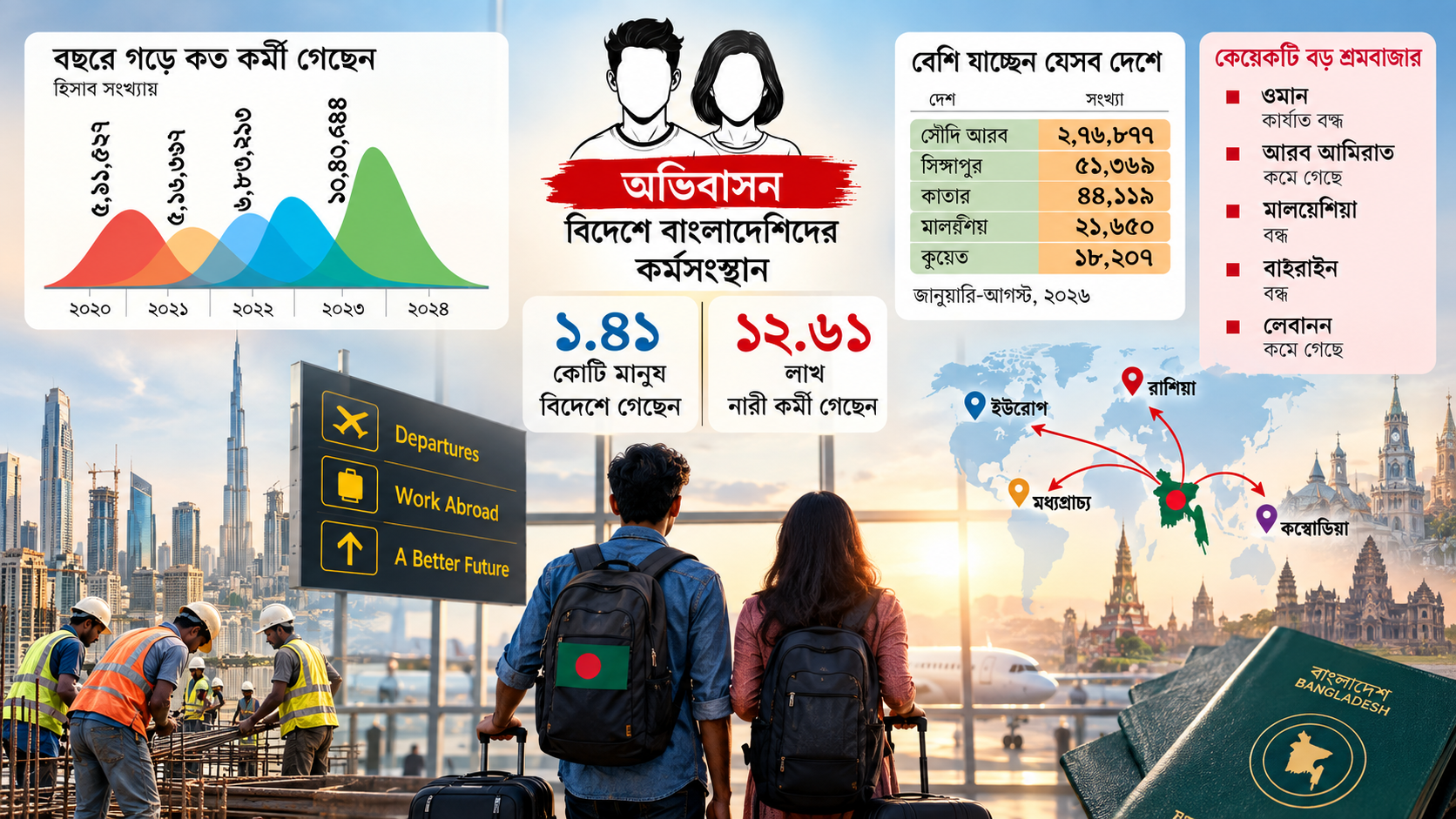 মধ্যপ্রাচ্যের বড় শ্রমবাজার সংকুচিত, নতুন গন্তব্যে বাড়ছে প্রতারণা