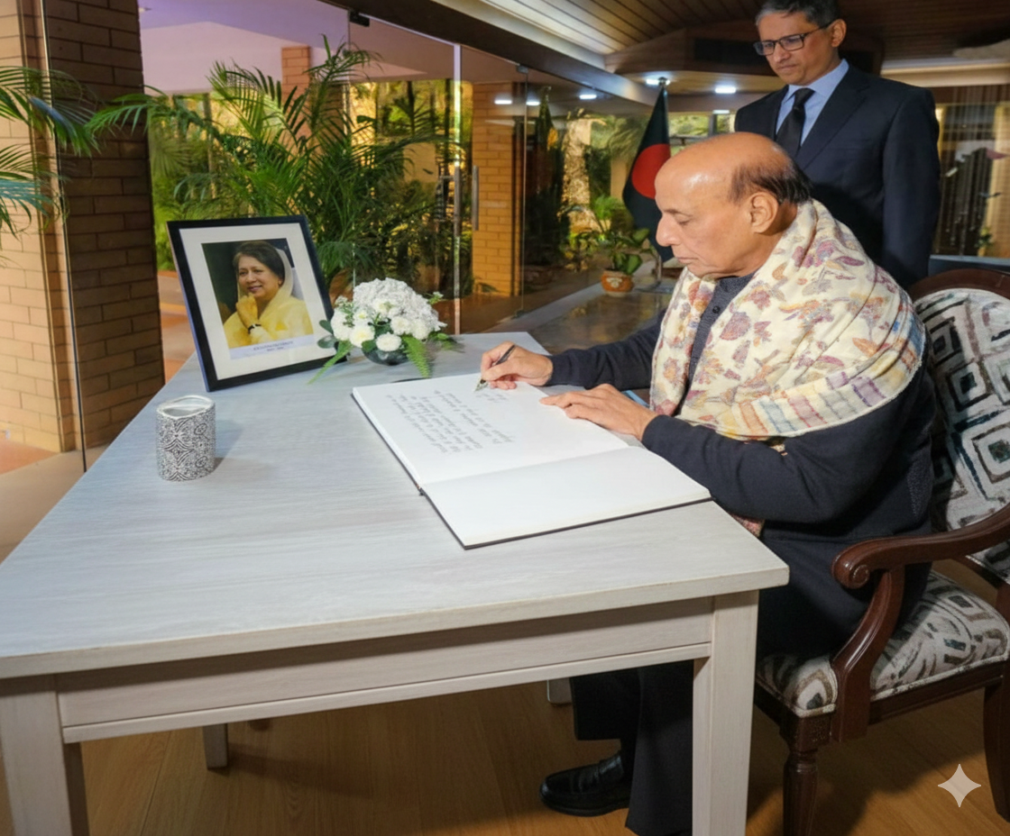 খালেদা জিয়ার মৃত্যুতে দিল্লির বাংলাদেশ হাইকমিশনে গিয়ে শোক জানালেন রাজনাথ সিং