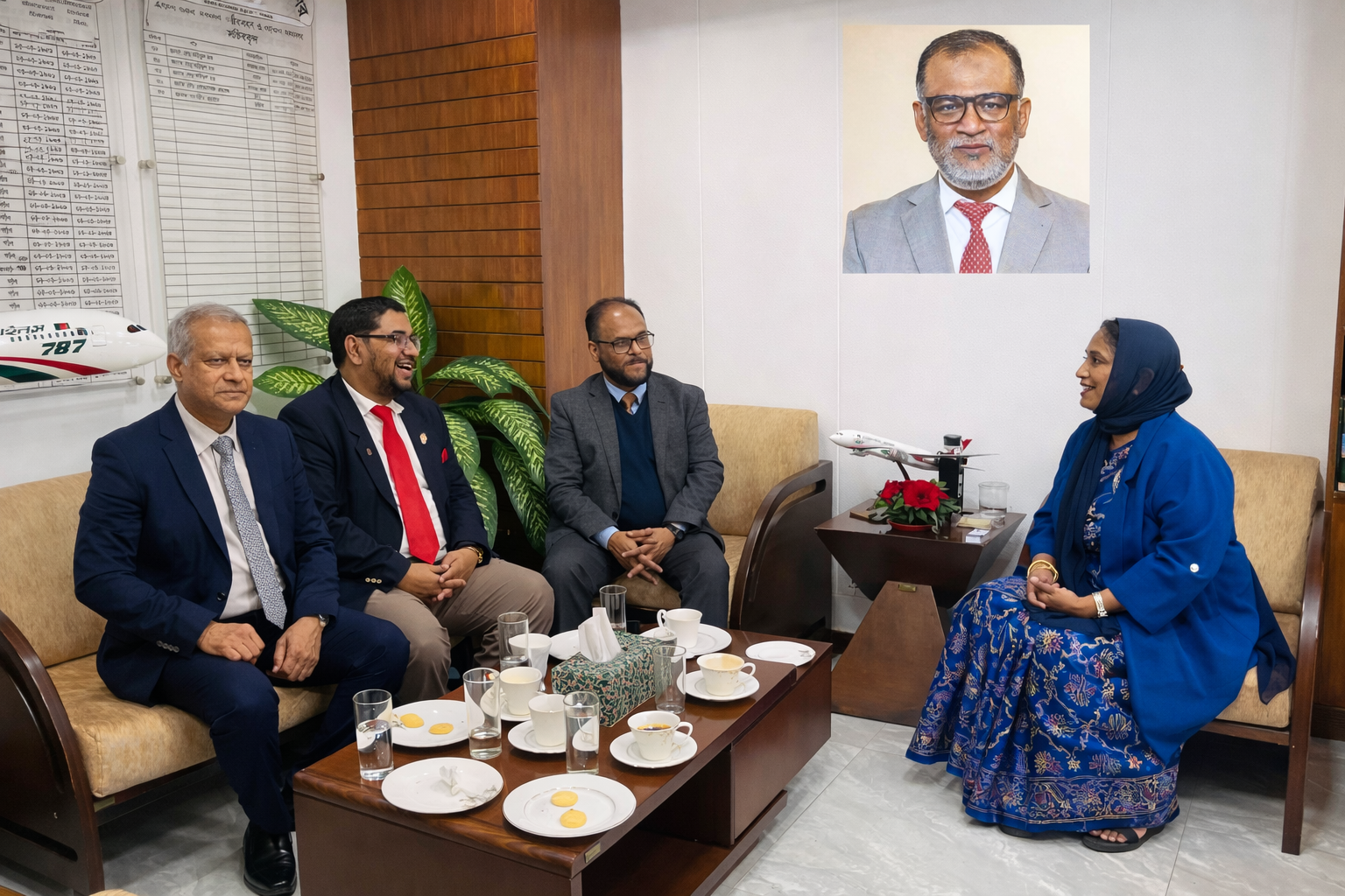 ম্যানচেস্টার ফ্লাইট ও সিলেট এমএজি ওসমানী বিমানবন্দর ইস্যুতে সচিবালয়ে প্রবাসী প্রতিনিধিদের বৈঠক